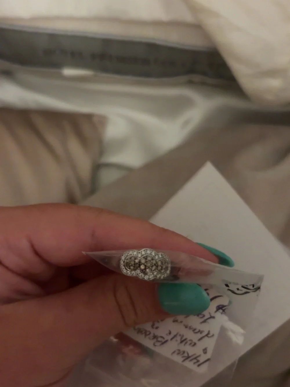 Vintage-Inspired Silver Floral Cluster Ring with Clear Stones - Turquoise Accent